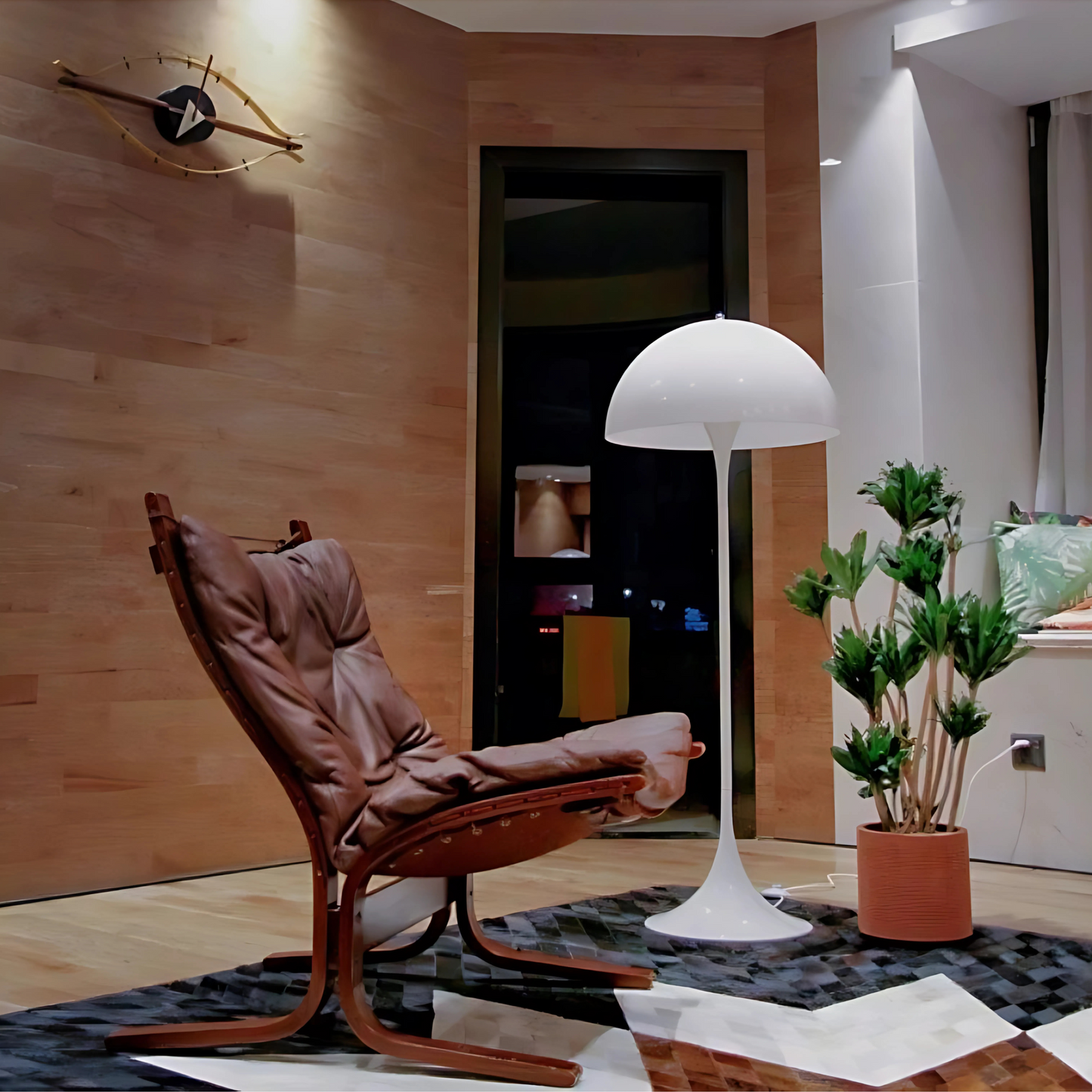 Lampe sur pied Salon Moderne LED en Verre – Lumière Réglable 3 Couleurs