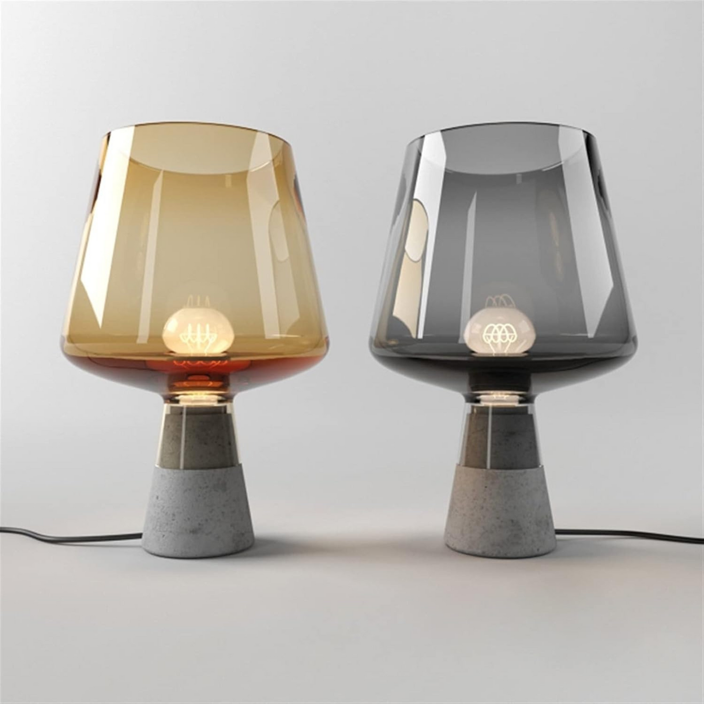 Lampe sur pied de table - LED en Verre et Ciment, Design Moderne et Élégant