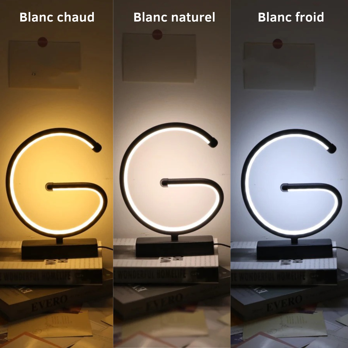 Lampe sur pied de table design - LED en Forme de G, Éclairage Moderne et Élégant