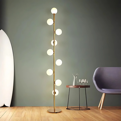 Lampadaire Nordic Magic – 9 Boules en Verre