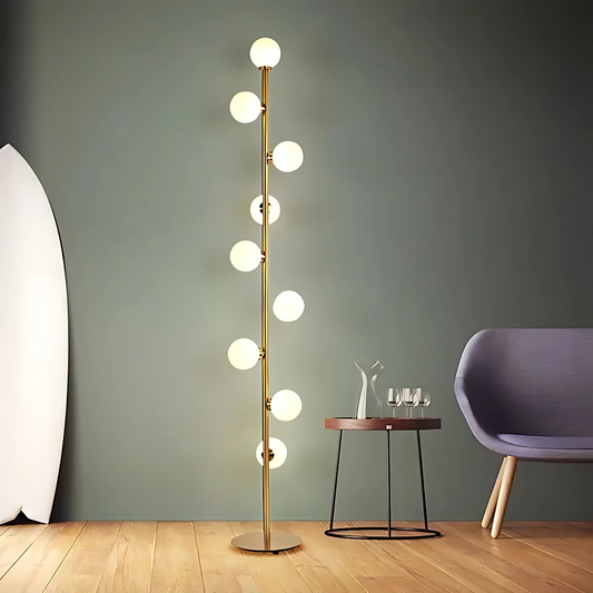 Lampe sur pied design - Nordic Magic, 9 Boules en Verre Givré