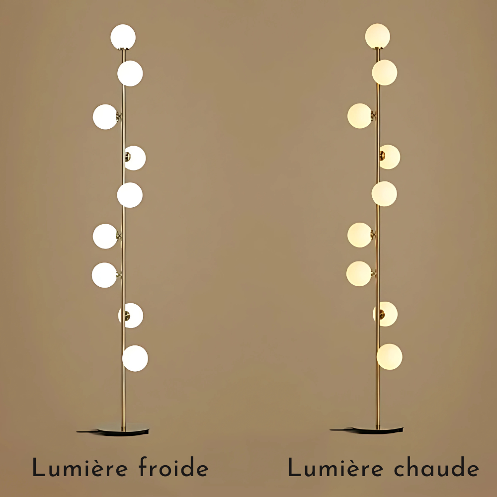 Lampadaire Nordic Magic – 9 Boules en Verre