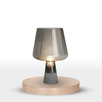 Lampe de Table LED en Verre et Ciment – Design Moderne et Élégant