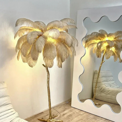 Lampadaire à Plumes - Design Luxueux et Moderne