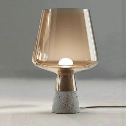 Lampe sur pied de table - LED en Verre et Ciment, Design Moderne et Élégant