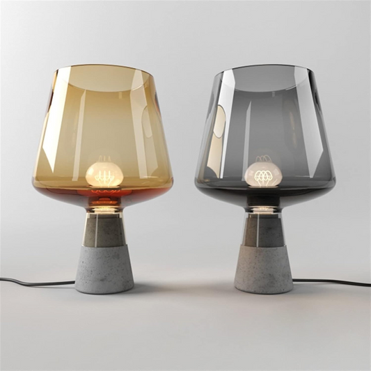 Lampe sur pied de table - LED en Verre et Ciment, Design Moderne et Élégant