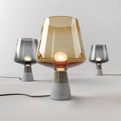 Lampe sur pied de table - LED en Verre et Ciment, Design Moderne et Élégant