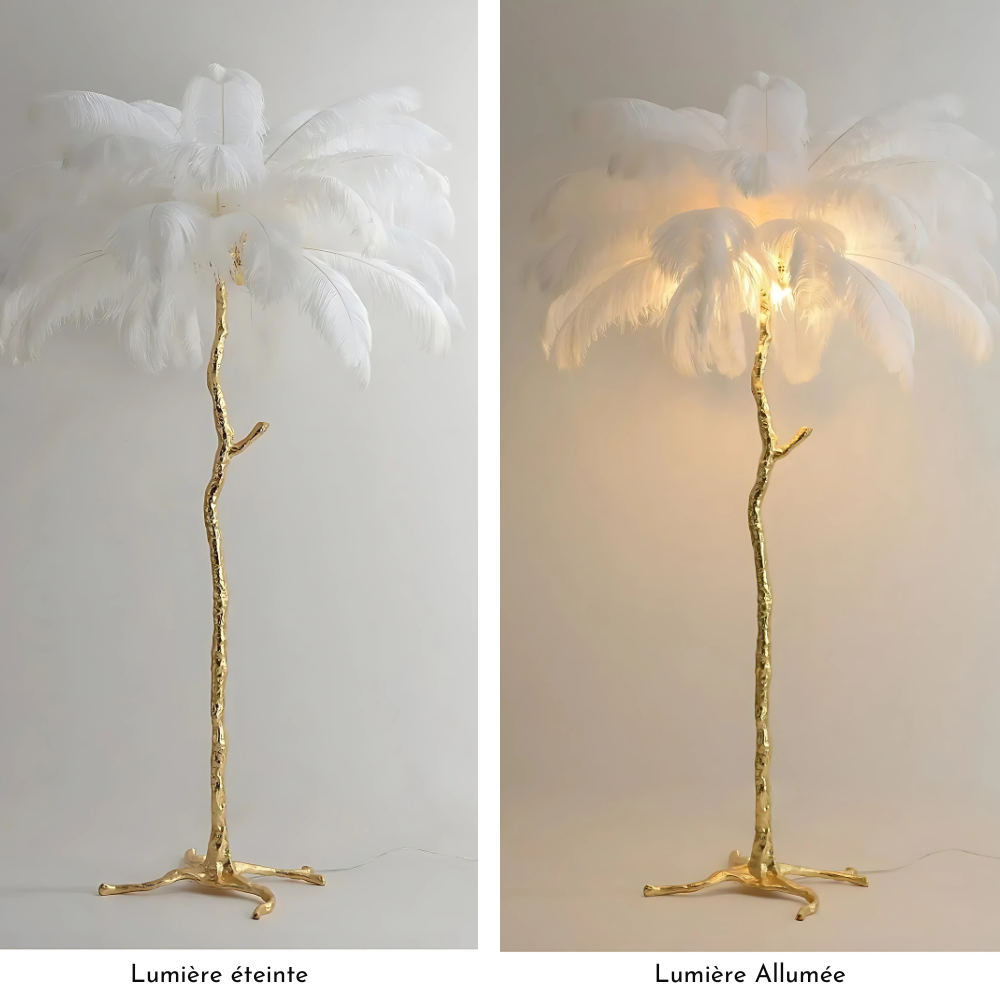 Lampadaire à Plumes - Design Luxueux et Moderne