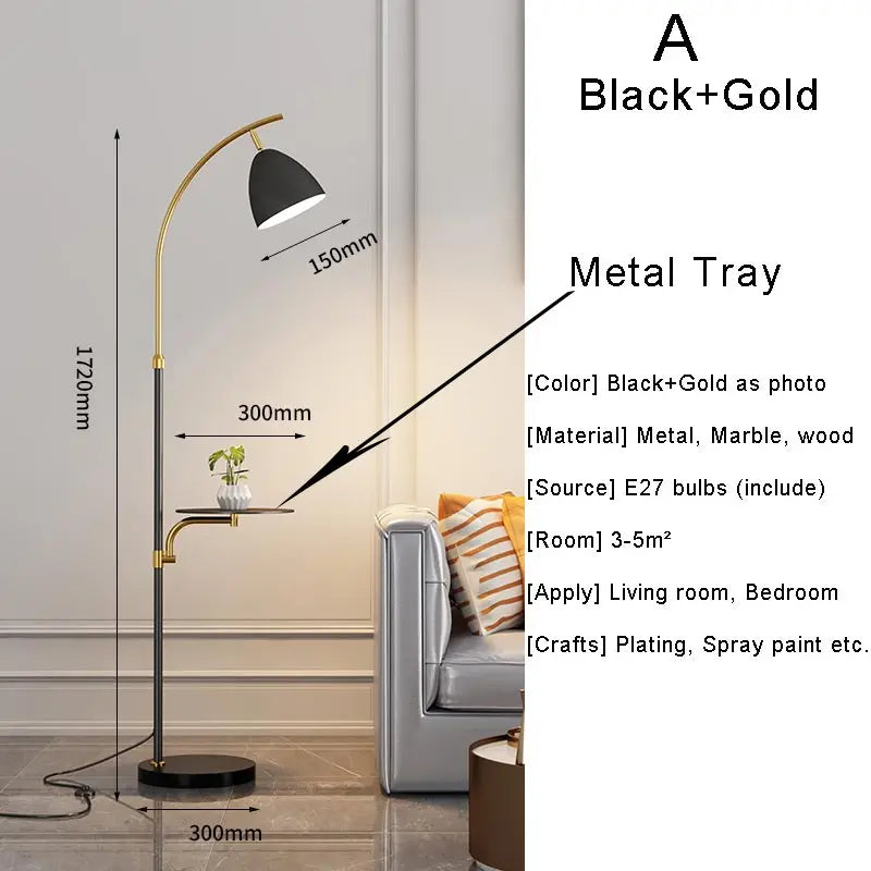 Living Room Led Floor Lamp Design Nordic Stand Light Home Decor Bedroom Bedside Sofa Lighting Fixture Fabric Lampshade Black