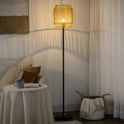 Lampadaire Artisanal Moderne – Corde de Papier et Métal