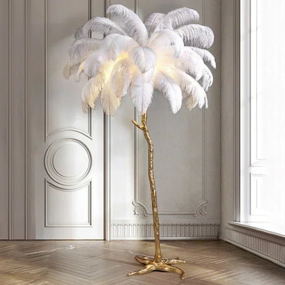 Lampadaire à Plumes - Design Luxueux et Moderne