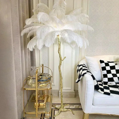 Lampadaire à Plumes - Design Luxueux et Moderne