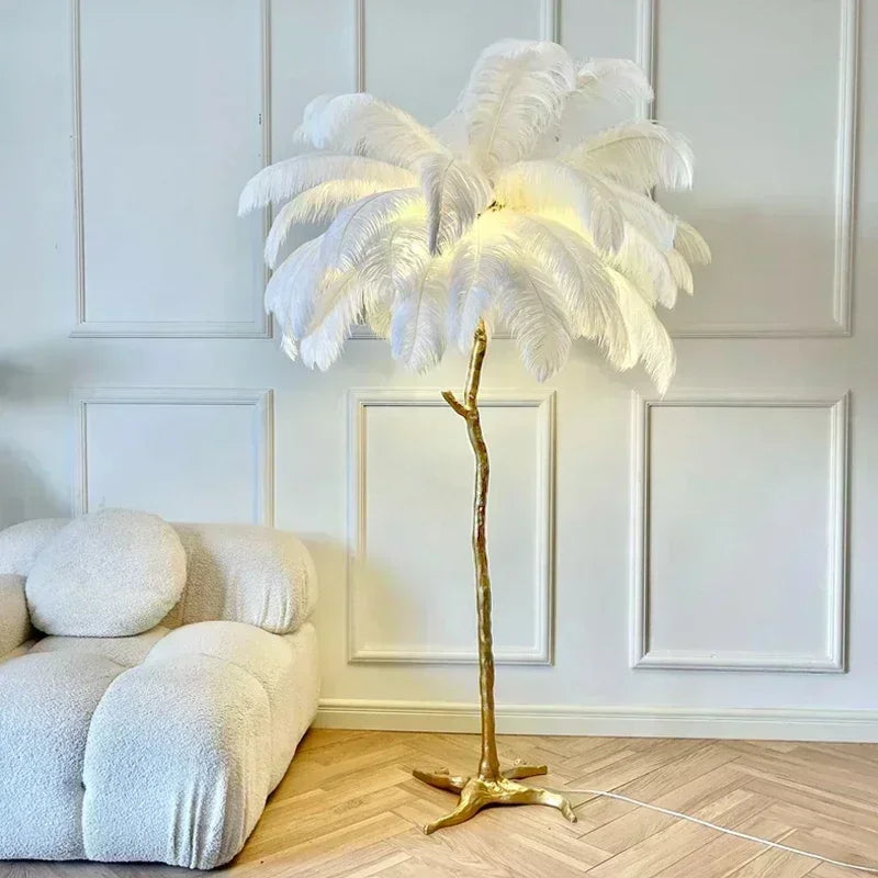 Lampadaire à Plumes - Design Luxueux et Moderne