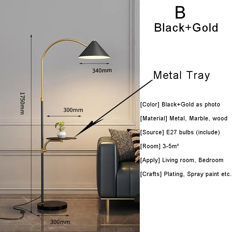 Living Room Led Floor Lamp Design Nordic Stand Light Home Decor Bedroom Bedside Sofa Lighting Fixture Fabric Lampshade Black