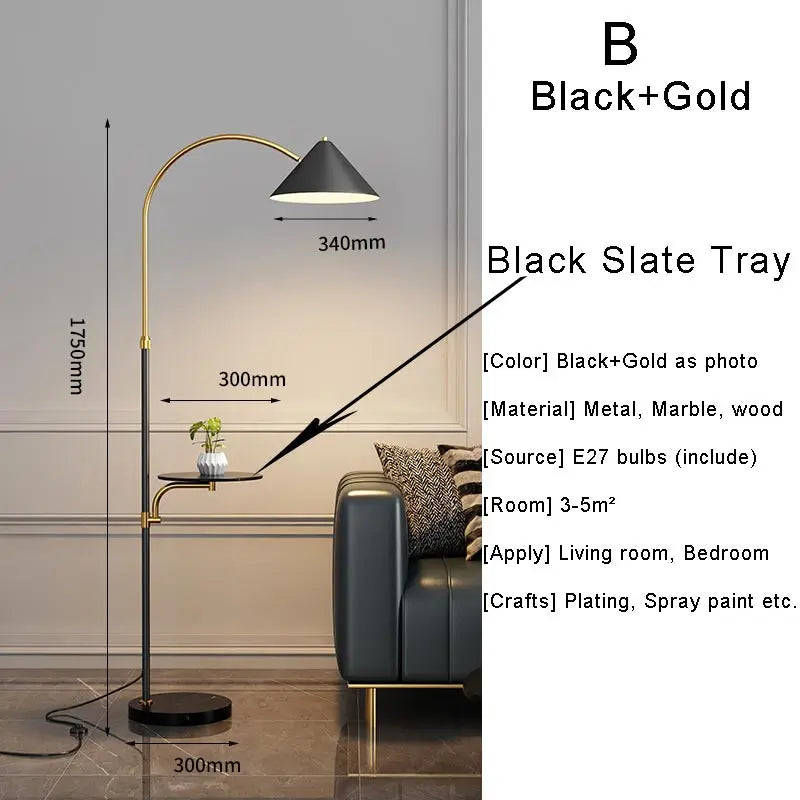 Living Room Led Floor Lamp Design Nordic Stand Light Home Decor Bedroom Bedside Sofa Lighting Fixture Fabric Lampshade Black