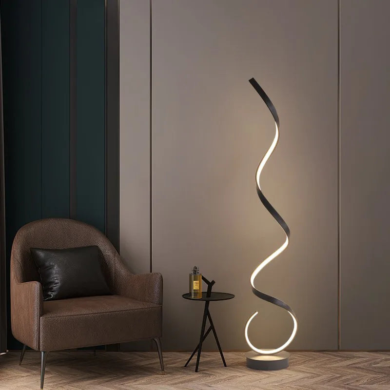 Lampadaire LED Spirale Moderne - Lumière Réglable 3 en 1