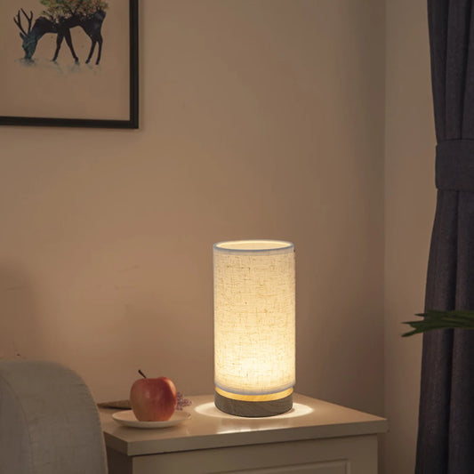 Lampe sur pied en bois - LED avec Abat-Jour en Tissu