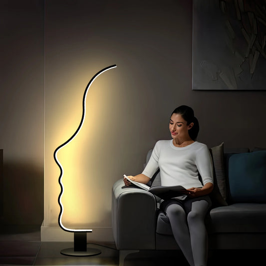 Lampadaire Moderne en Métal - LED Dimable avec Interrupteur Bouton