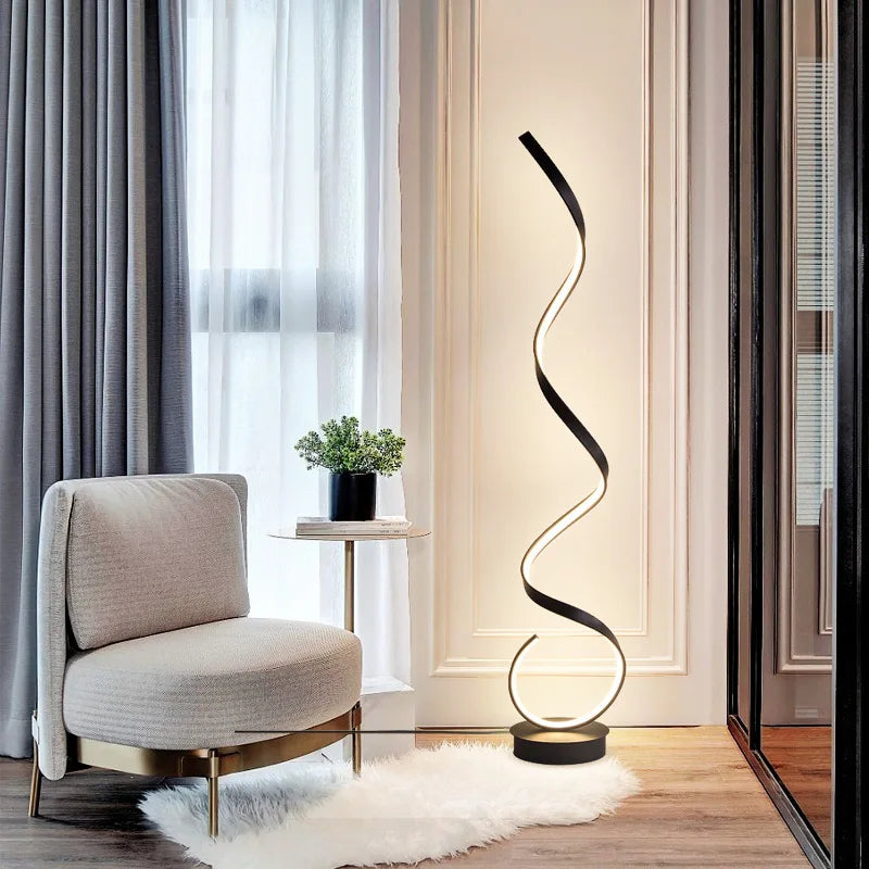 Lampadaire LED Spirale Moderne - Lumière Réglable 3 en 1