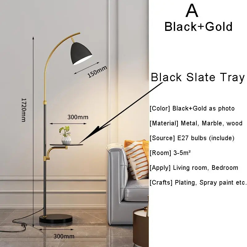 Living Room Led Floor Lamp Design Nordic Stand Light Home Decor Bedroom Bedside Sofa Lighting Fixture Fabric Lampshade Black