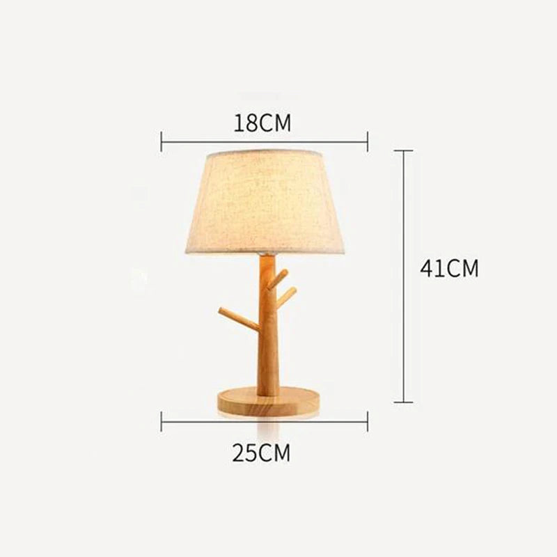 Wooden table lamp fabric lampshade Bedroom bedside lamp Warm romantic Home living room bedroom study Reading desk lamp