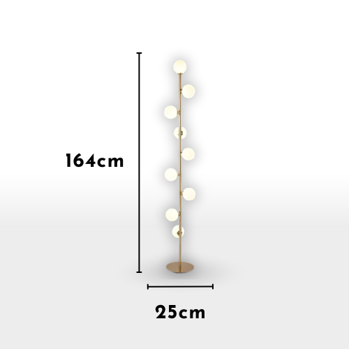 Lampadaire Nordic Magic – 9 Boules en Verre