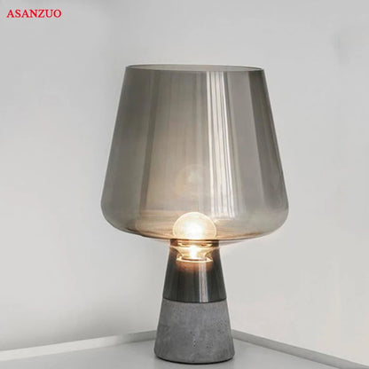 Lampe de Table LED en Verre et Ciment – Design Moderne et Élégant